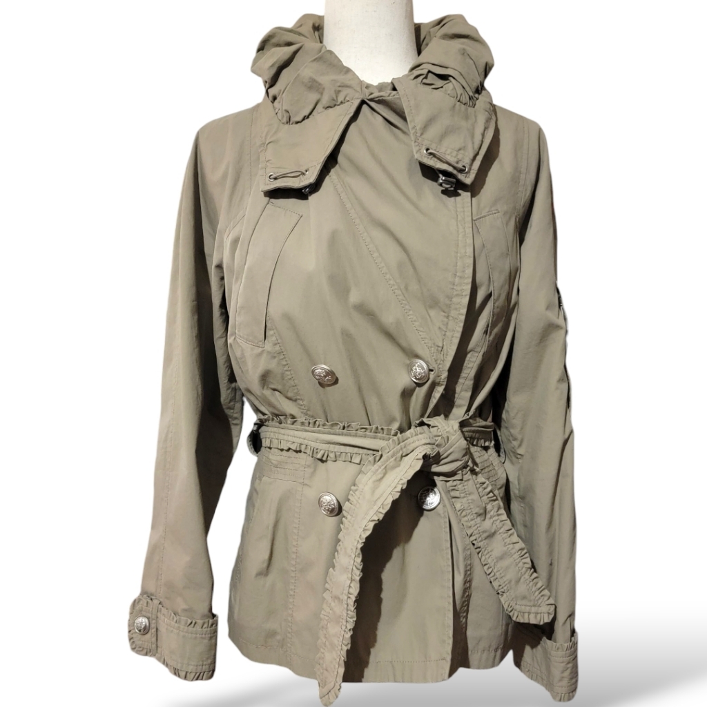 Laundry By Shelli Segal 100% Cotton Anorak Utility Jacket Olive Military Green,M